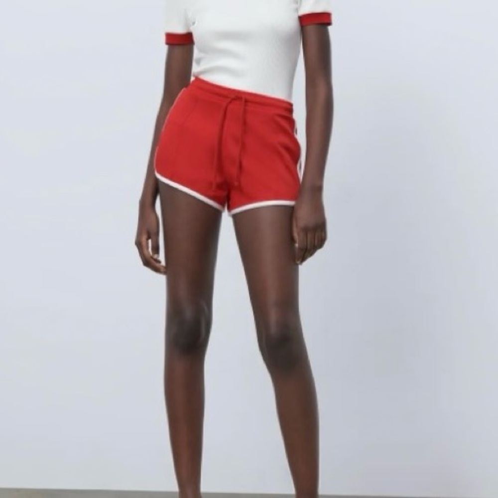 ZARA high rise red athletic booty shorts